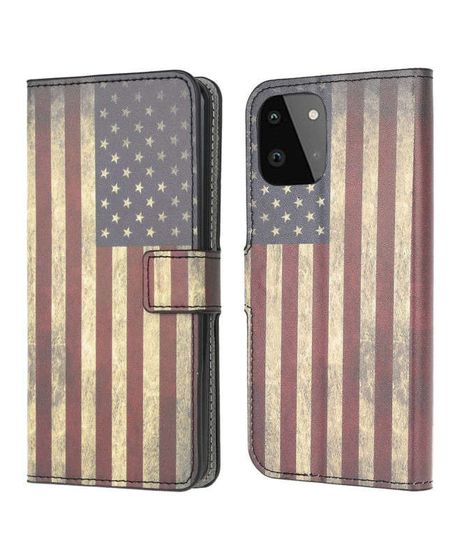 Housse Samsung Galaxy A22 5G Drapeau Américain Vintage