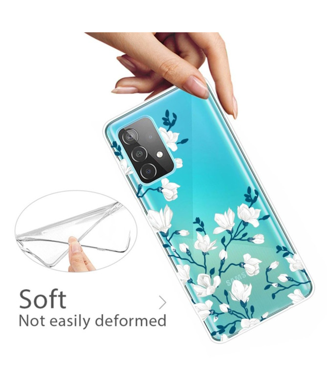 Coque Samsung Galaxy A32 4G fleurs blanches