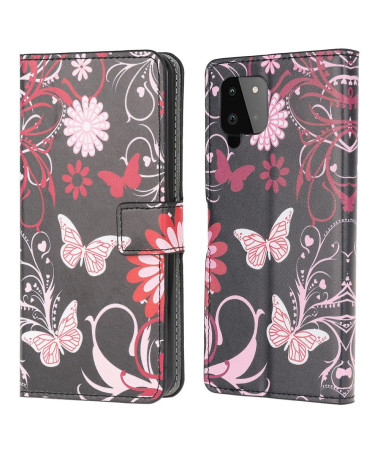 Housse Samsung Galaxy A22 4G papillons et fleurs