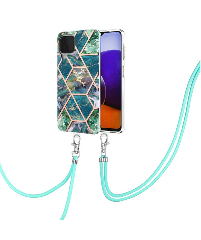 Coque Samsung Galaxy A22 4G Géométrique à cordon