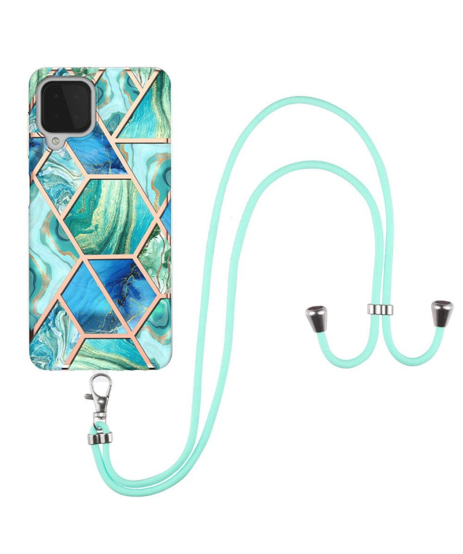 Coque Samsung Galaxy A22 4G Géométrique à cordon