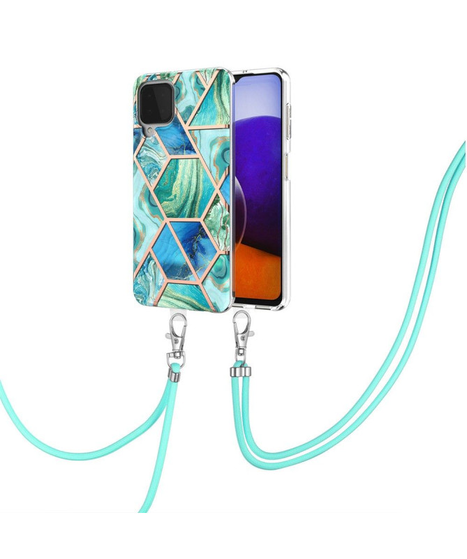 Coque Samsung Galaxy A22 4G Géométrique à cordon