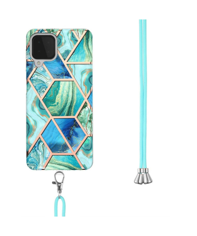 Coque Samsung Galaxy A22 4G Géométrique à cordon