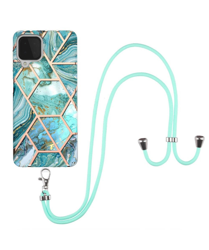Coque Samsung Galaxy A22 4G Géométrique à cordon