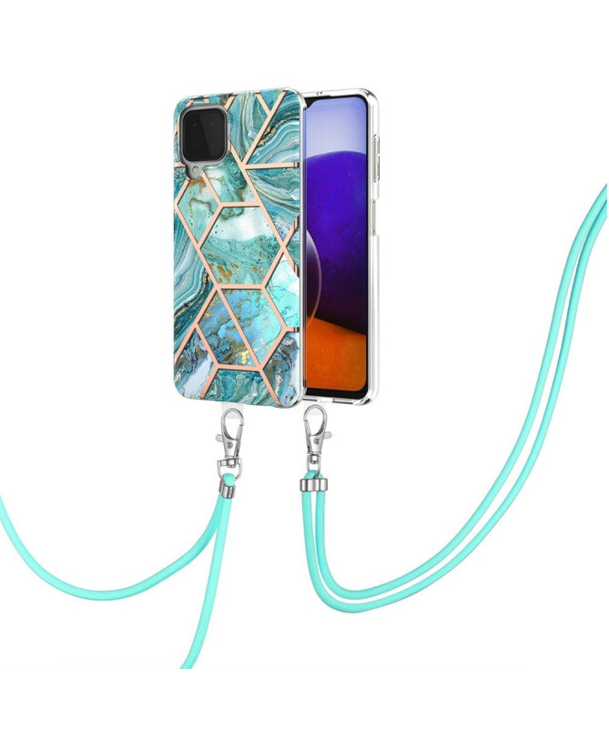 Coque Samsung Galaxy A22 4G Géométrique à cordon