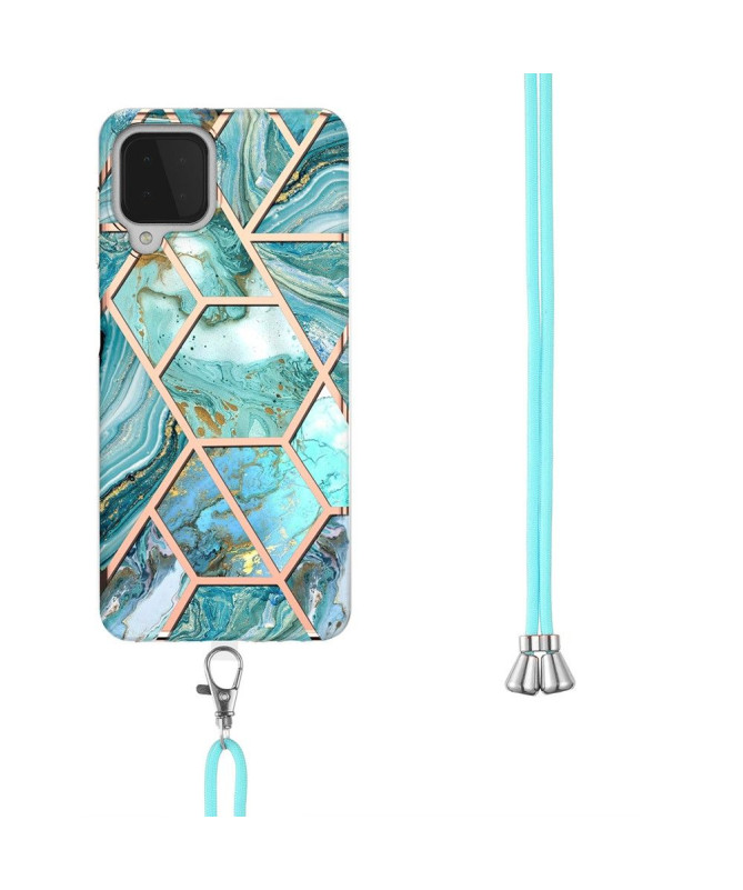Coque Samsung Galaxy A22 4G Géométrique à cordon