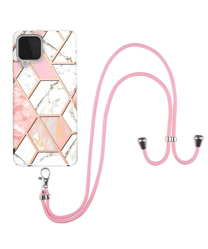 Coque Samsung Galaxy A22 4G Géométrique à cordon