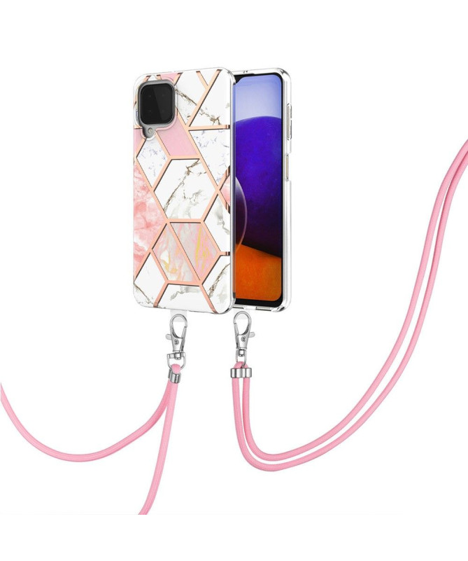 Coque Samsung Galaxy A22 4G Géométrique à cordon