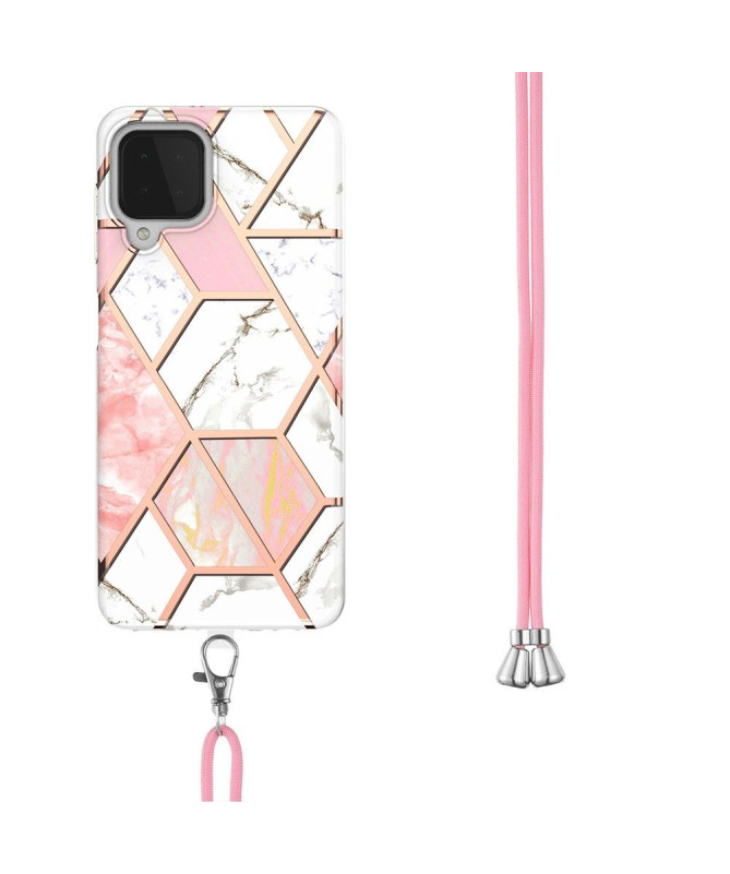 Coque Samsung Galaxy A22 4G Géométrique à cordon