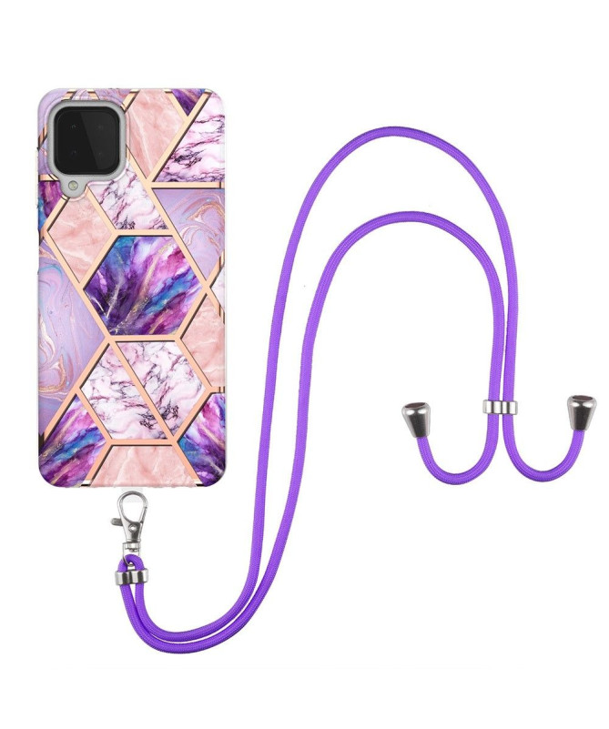 Coque Samsung Galaxy A22 4G Géométrique à cordon