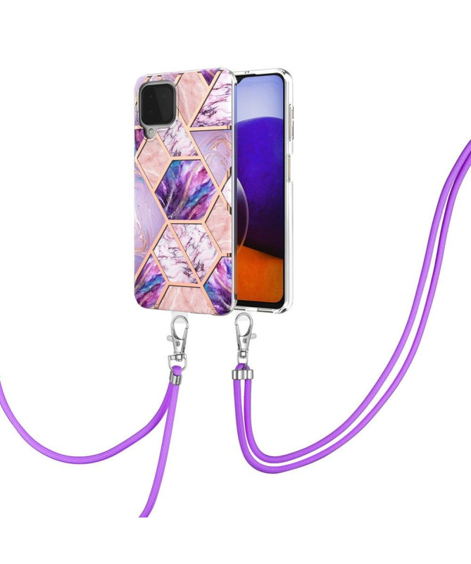 Coque Samsung Galaxy A22 4G Géométrique à cordon