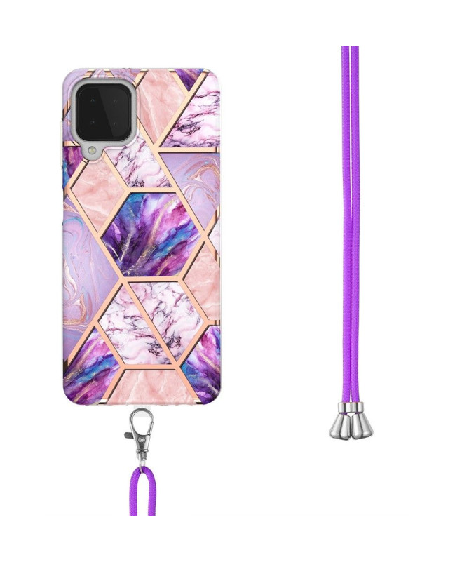 Coque Samsung Galaxy A22 4G Géométrique à cordon
