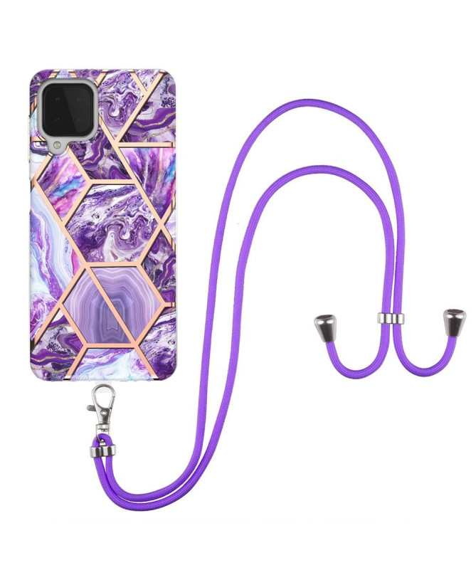 Coque Samsung Galaxy A22 4G Géométrique à cordon