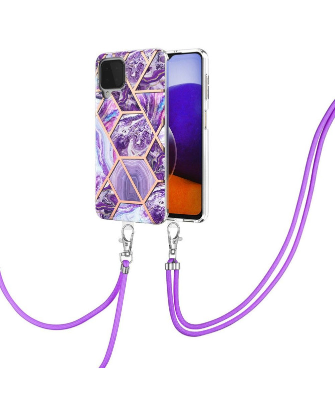 Coque Samsung Galaxy A22 4G Géométrique à cordon