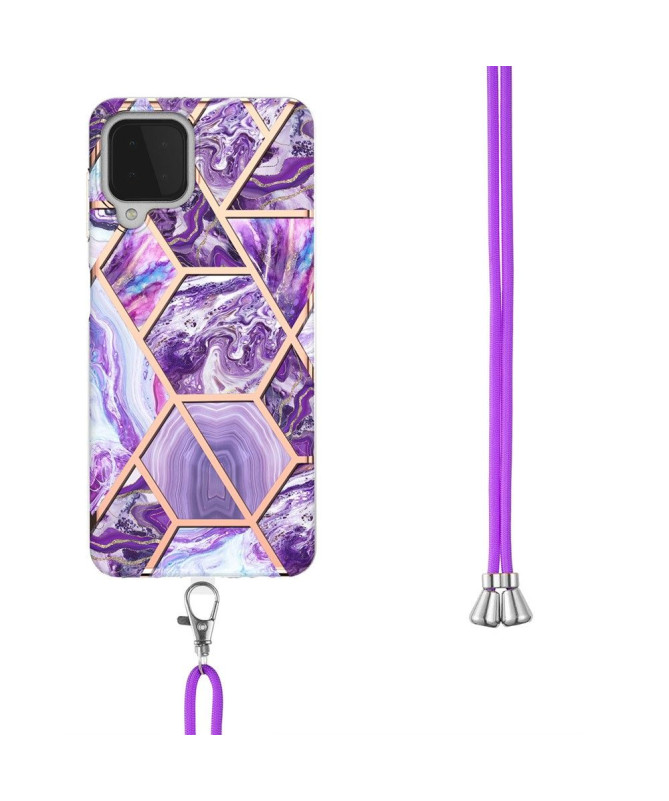 Coque Samsung Galaxy A22 4G Géométrique à cordon