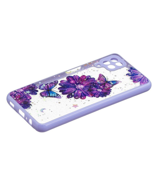 Coque Samsung Galaxy A12 / M12 fleurs et papillons violets