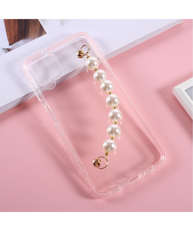 Coque Samsung Galaxy A12 / M12 Strap Perle Transparent