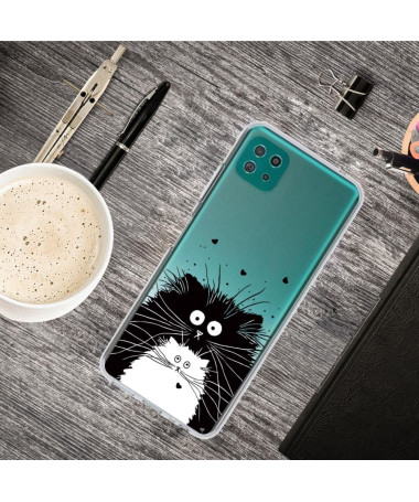 Coque Samsung Galaxy A22 5G chats noir et blanc