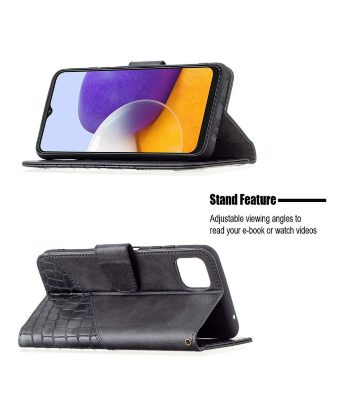Housse Samsung Galaxy A22 5G Effet Cuir Aspect Croco