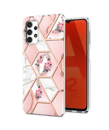 Coque Samsung Galaxy A32 5G marbre et couronne de fleurs