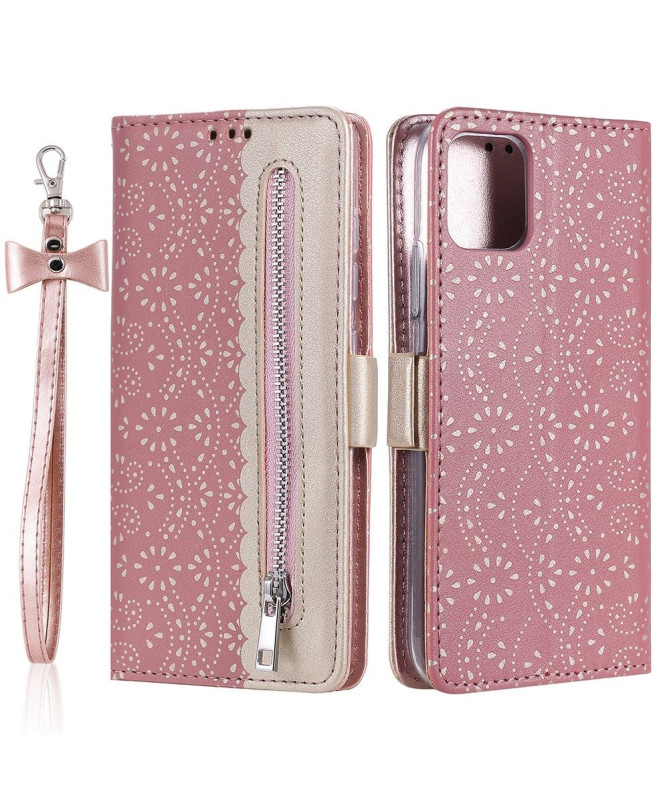 Housse Samsung Galaxy A22 5G Dentelle Fleur Effet Cuir