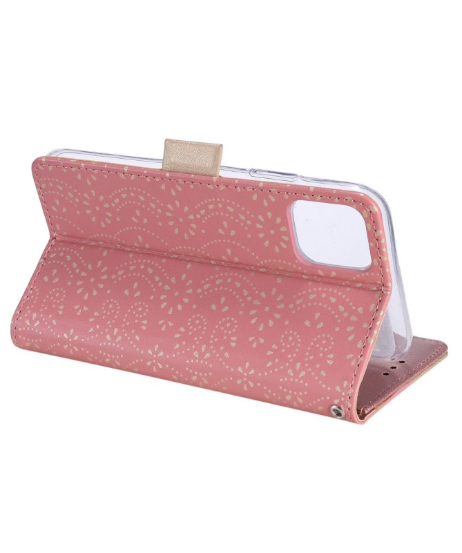 Housse Samsung Galaxy A22 5G Dentelle Fleur Effet Cuir