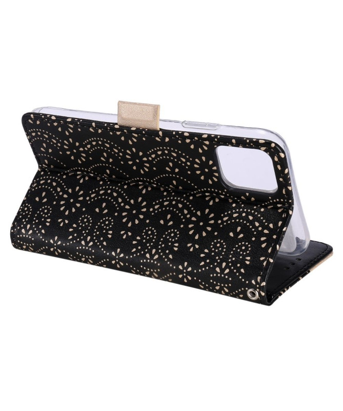 Housse Samsung Galaxy A22 5G Dentelle Fleur Effet Cuir