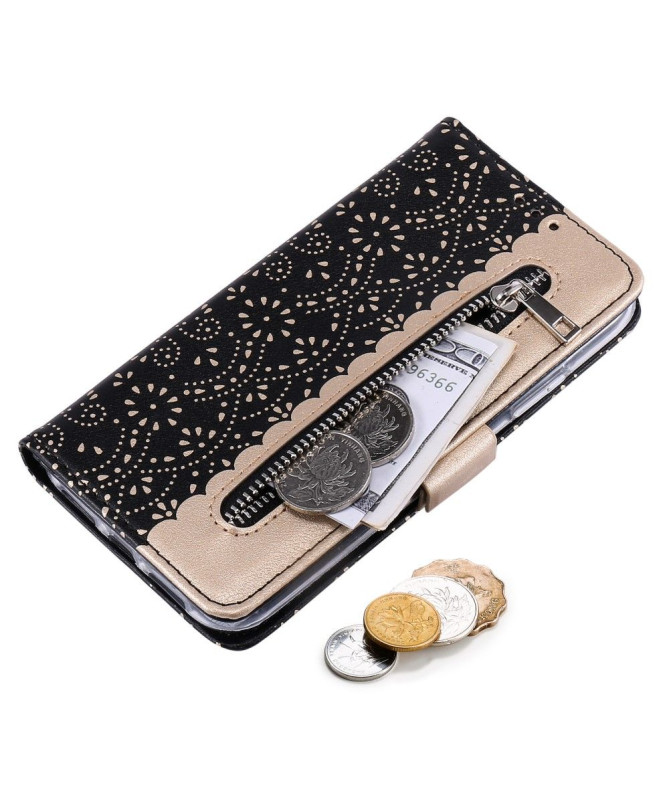 Housse Samsung Galaxy A22 5G Dentelle Fleur Effet Cuir
