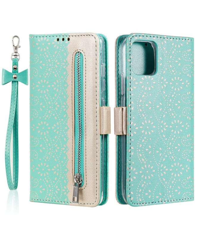 Housse Samsung Galaxy A22 5G Dentelle Fleur Effet Cuir
