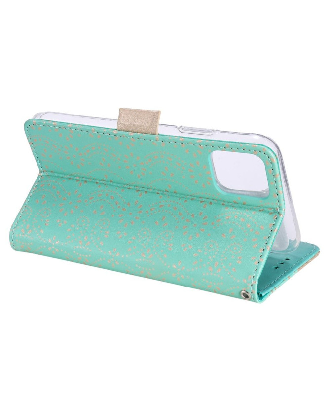 Housse Samsung Galaxy A22 5G Dentelle Fleur Effet Cuir