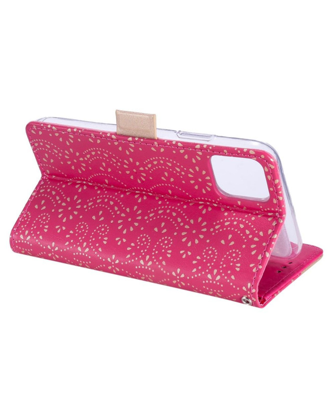 Housse Samsung Galaxy A22 5G Dentelle Fleur Effet Cuir
