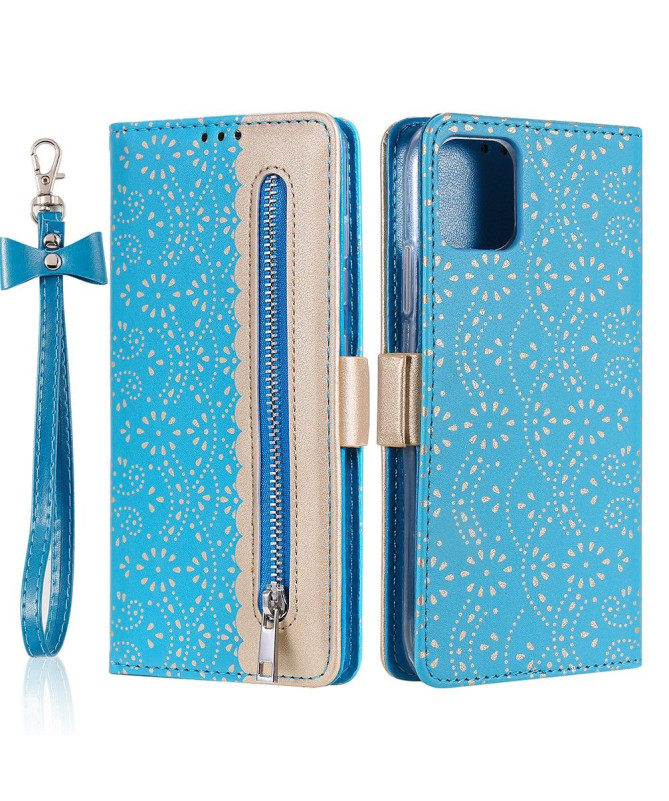 Housse Samsung Galaxy A22 5G Dentelle Fleur Effet Cuir