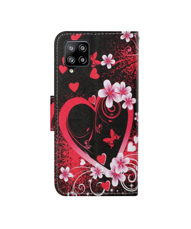 Housse Samsung Galaxy A12 / M12 Coeur Fleuri