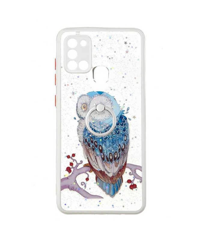 Coque Samsung Galaxy A21s hibou perché avec anneau