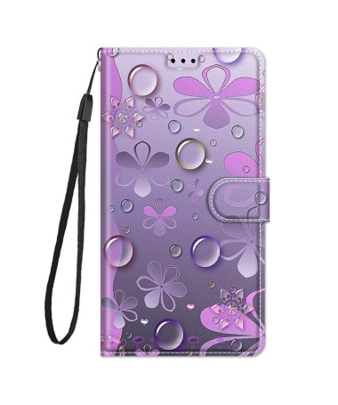 Housse Samsung Galaxy A52s 5G, A52 5G et A52 4G Illustration fleurs violettes