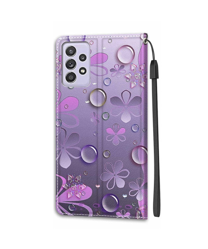 Housse Samsung Galaxy A52s 5G, A52 5G et A52 4G Illustration fleurs violettes