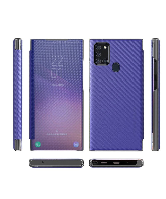 Flip cover Samsung Galaxy A21s Fibre de carbone