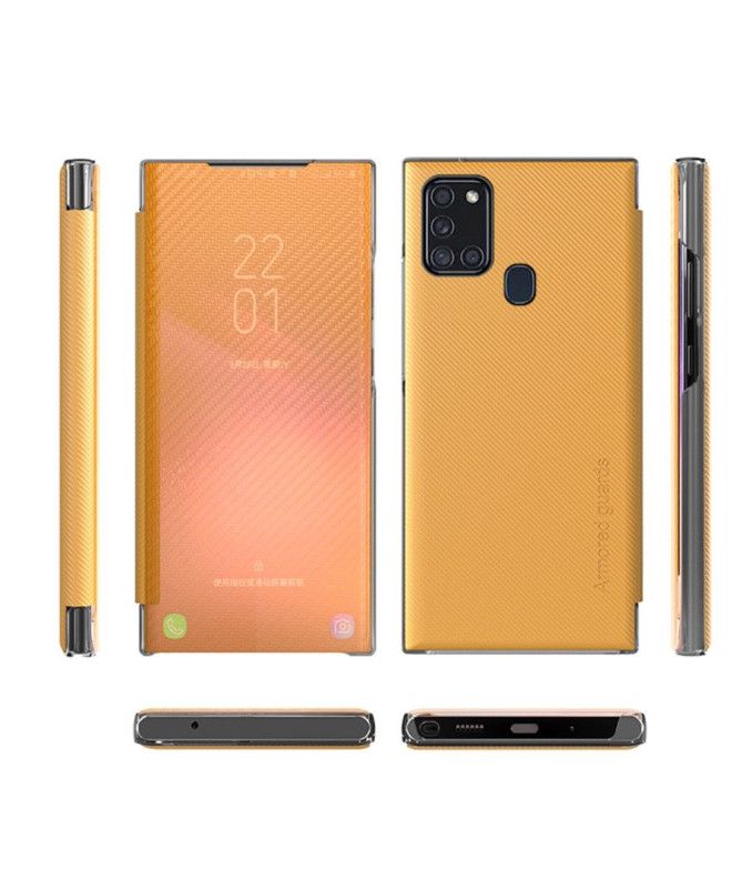 Flip cover Samsung Galaxy A21s Fibre de carbone