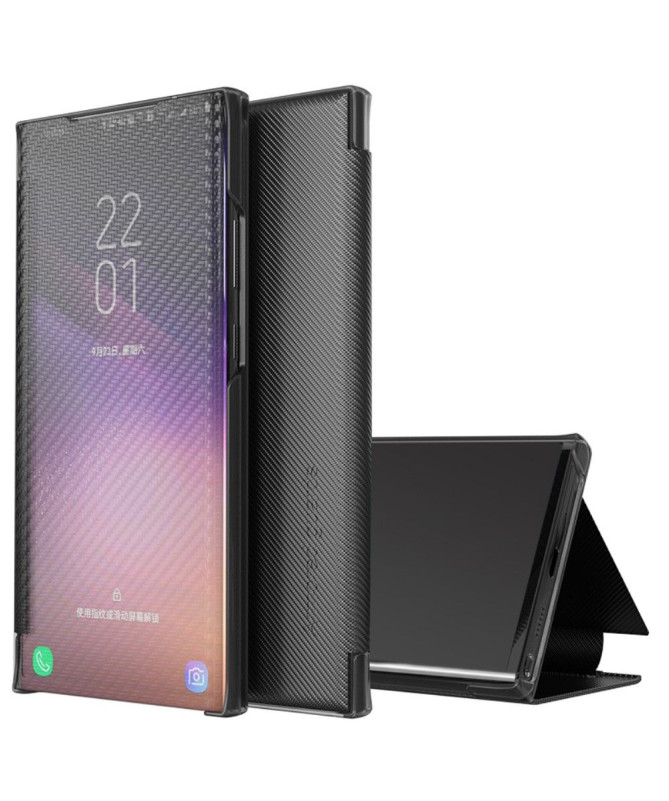 Flip cover Samsung Galaxy A21s Fibre de carbone