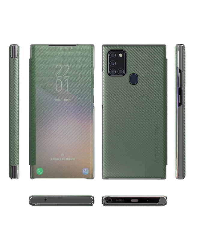 Flip cover Samsung Galaxy A21s Fibre de carbone