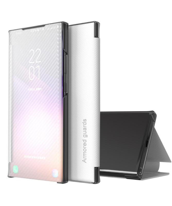 Flip cover Samsung Galaxy A21s Fibre de carbone