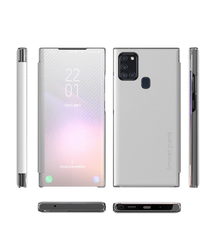 Flip cover Samsung Galaxy A21s Fibre de carbone