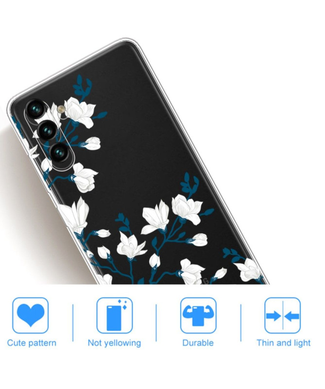 Coque Samsung Galaxy A13 5G / 04s fleurs blanches 2