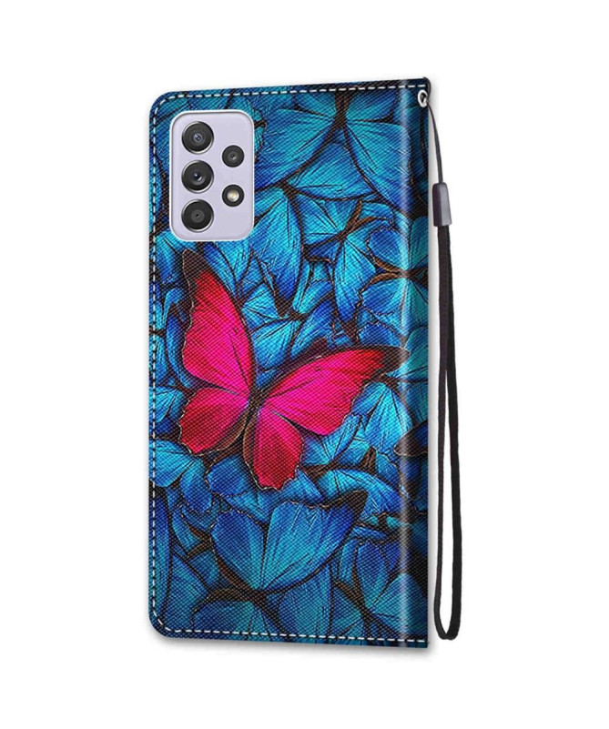 Housse Samsung Galaxy A33 5G Papillons bleus et rose