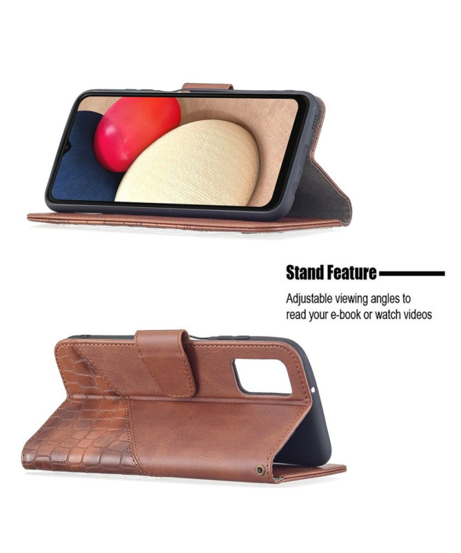 Housse Samsung Galaxy A03s Effet Cuir Aspect Croco