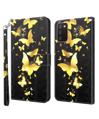 Housse Samsung Galaxy A03s illustration papillons dorés