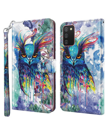 Housse Samsung Galaxy A03s hibou aquarelle