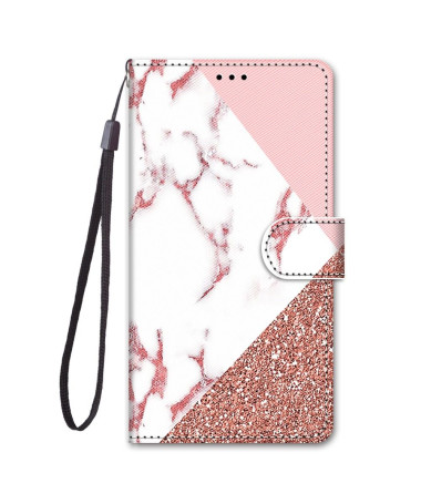 Housse Samsung Galaxy A03s marbre paillettes