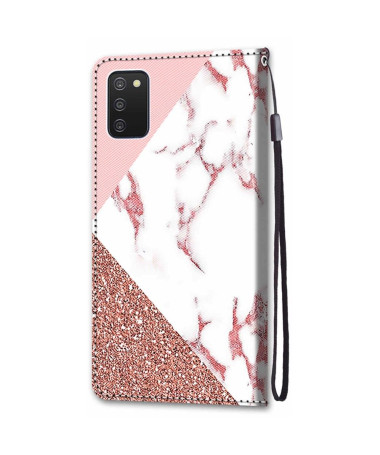 Housse Samsung Galaxy A03s marbre paillettes