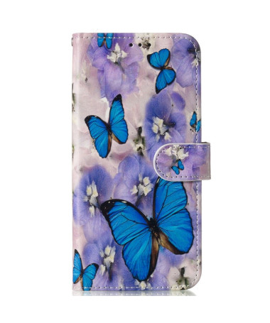 Housse Samsung Galaxy A13 5G / 04s Papillons Bleus et Fleurs